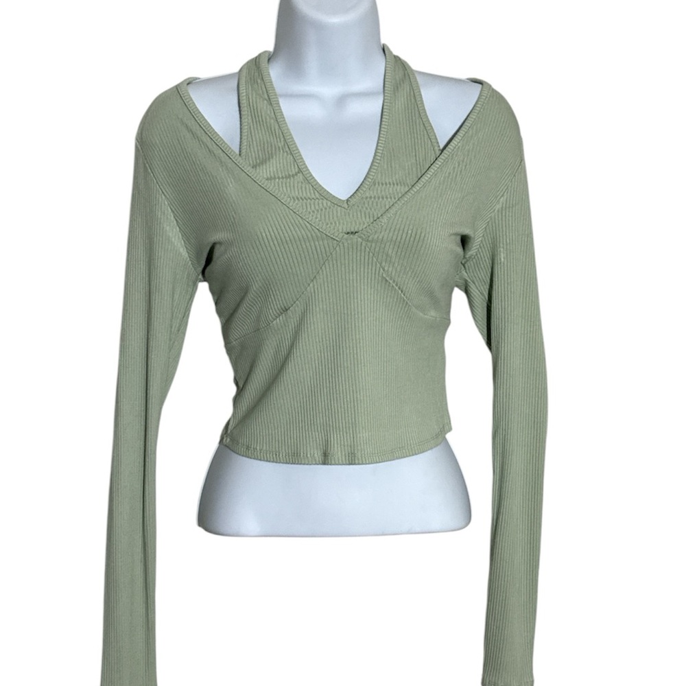 Women's Sage Y2K style halter‎ Long Sleeve Top size XS